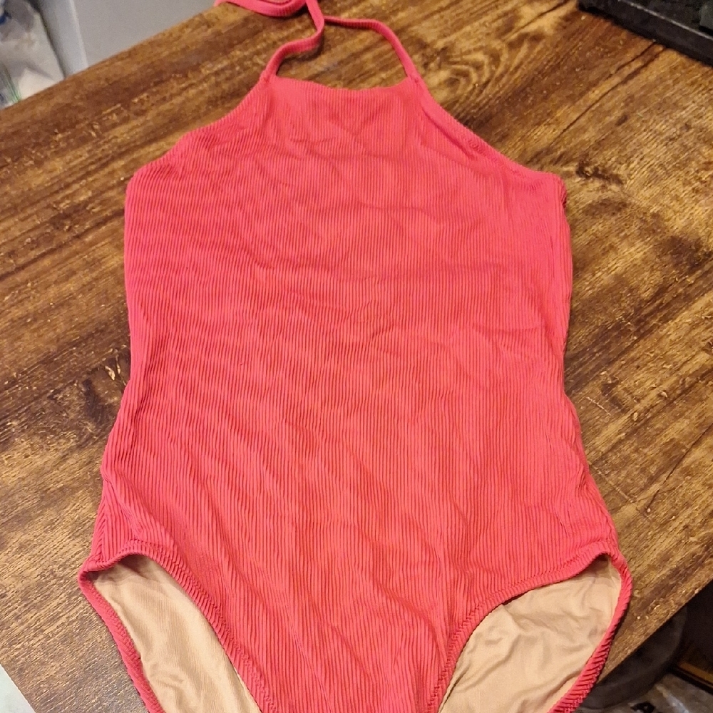 Coral Halter Neck Swimsuit